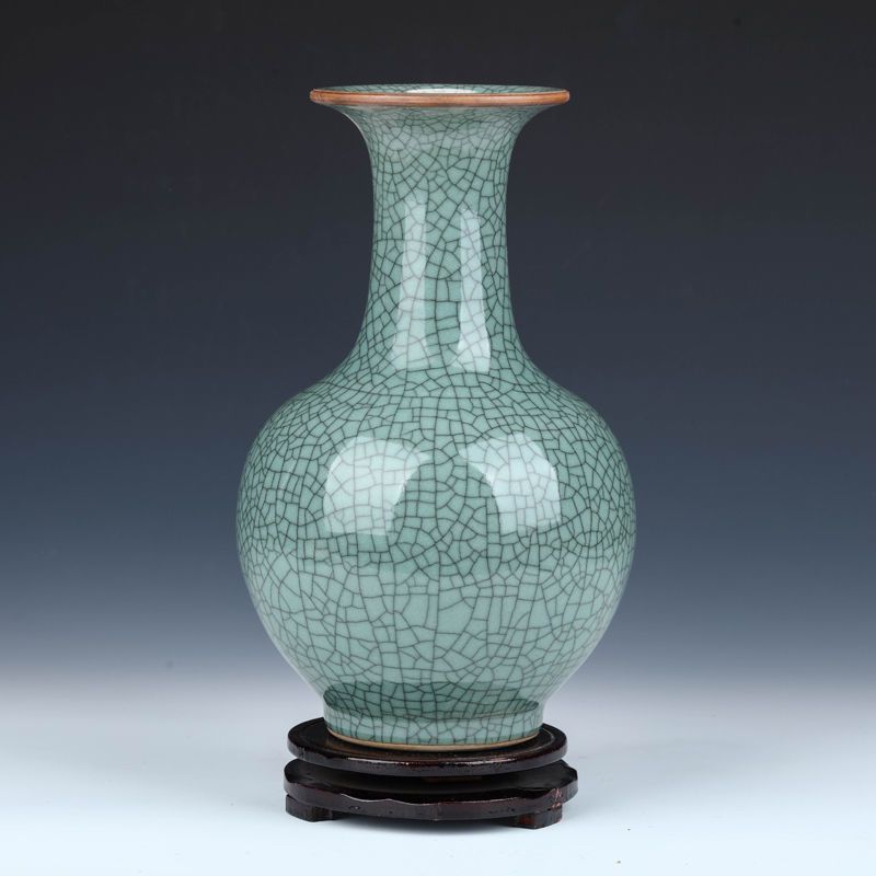 景德镇陶瓷器花瓶摆件客厅插花仿古官窑中式家居客厅陶瓷花瓶