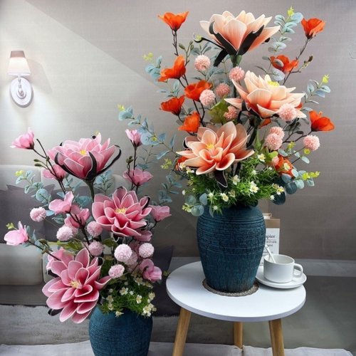 现代高档落地假花玉兰花仿真花居家新房客厅装饰摆件艺术插花套装