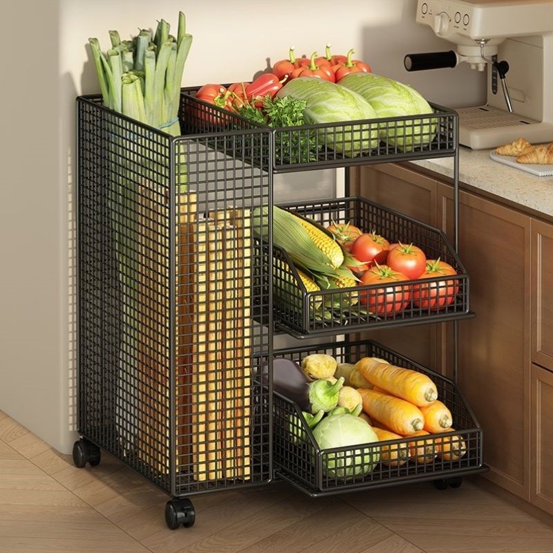 收纳柜新款蔬菜小推车角落食品大蒜姜蒜墙角果蔬厨房蔬果放专用多
