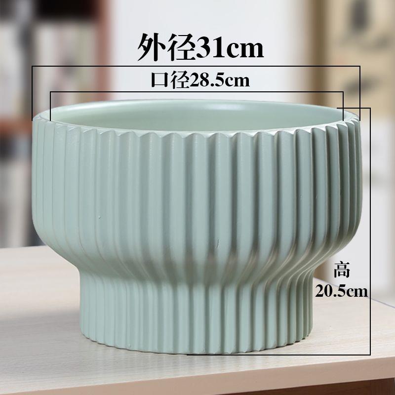 北欧简约竖纹花盆陶瓷大