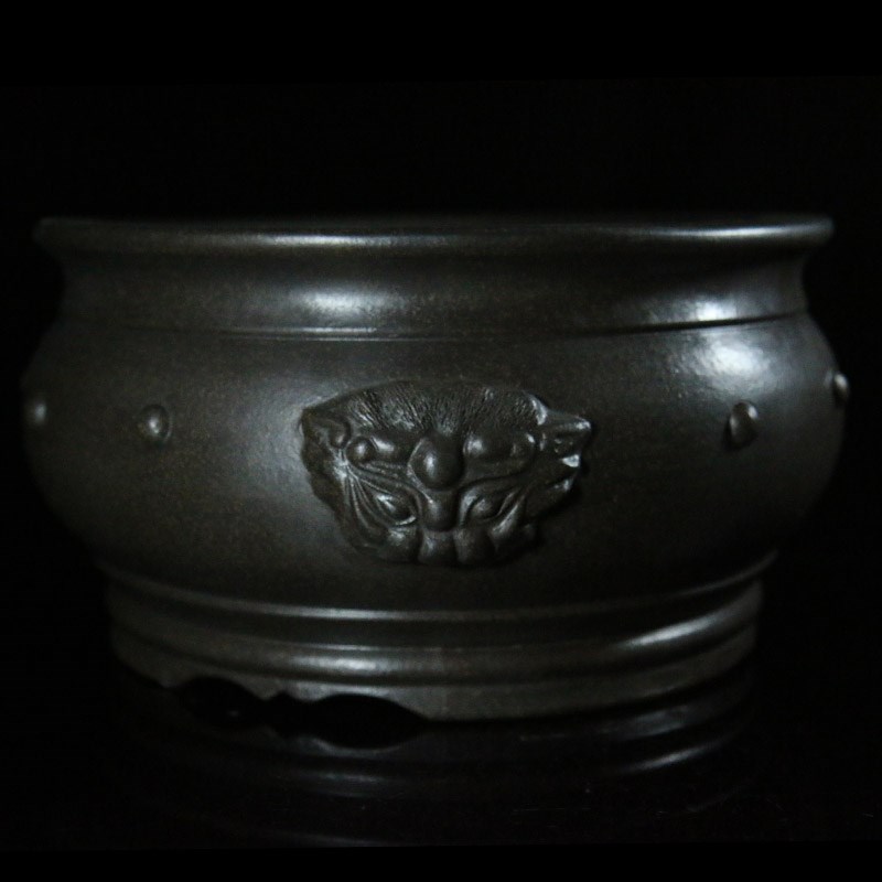 紫砂花盆全手工大号盆有孔盆景盆无孔水缸宜兴仿古鼓丁鱼缸觅陶乡