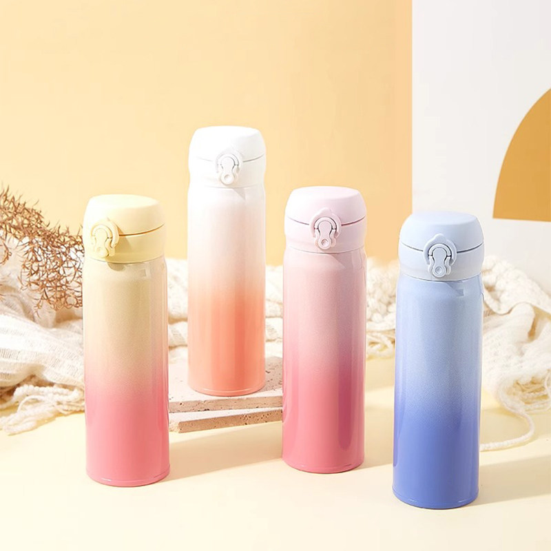 316不锈钢保温杯渐变色便携大容量500ml水杯新款学生随行水杯D