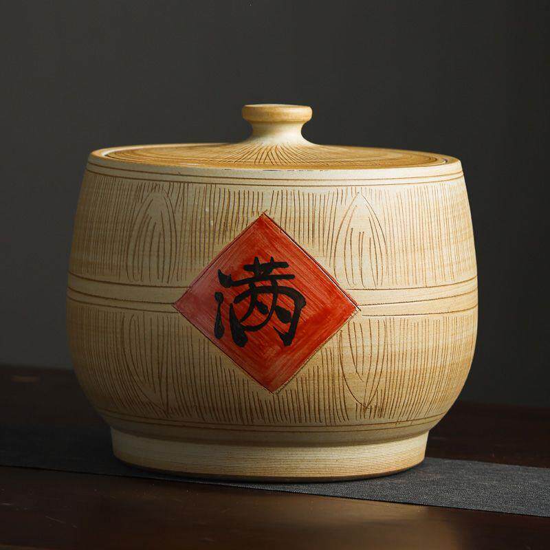 陶瓷米缸带盖家用10斤5老
