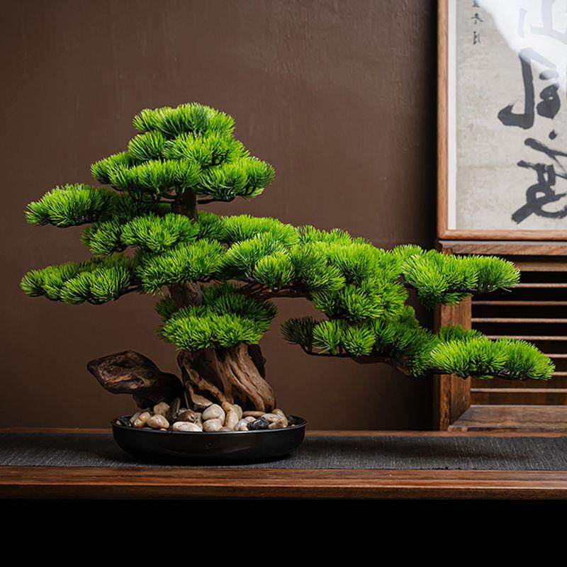 仿真迎客松植物盆景办公