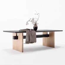 中古风全实木餐桌极简骷欧缂彝ナ樽琅莶枳郎杓剖Π旃桌家庭长桌