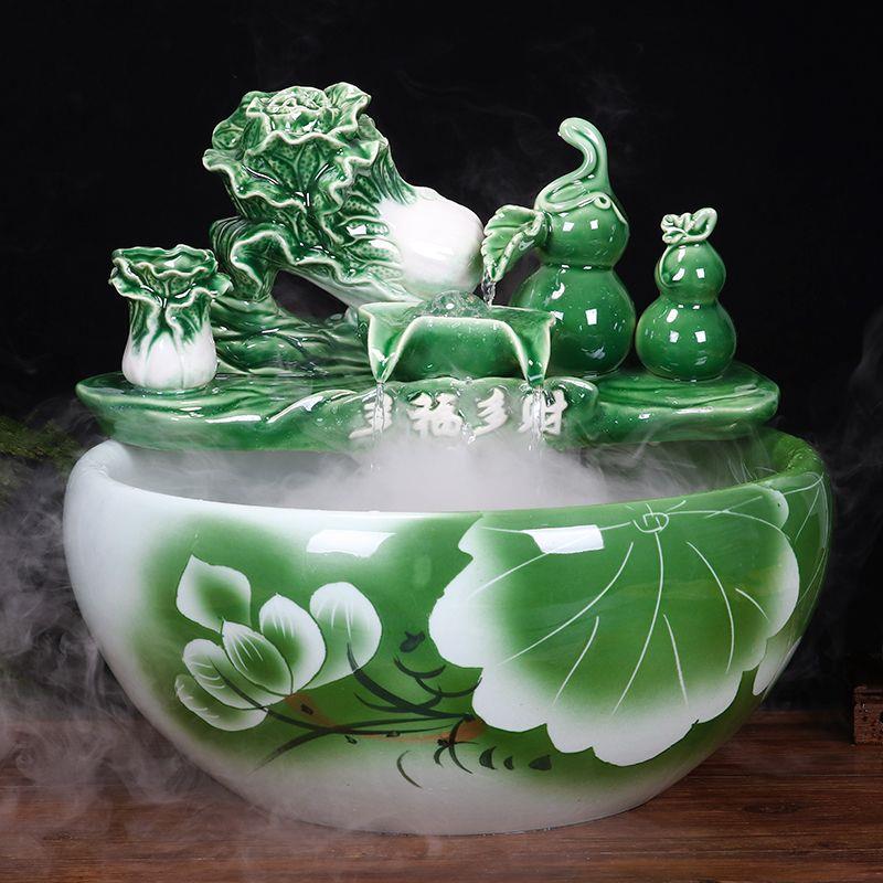 景德镇陶瓷鱼缸流水喷泉