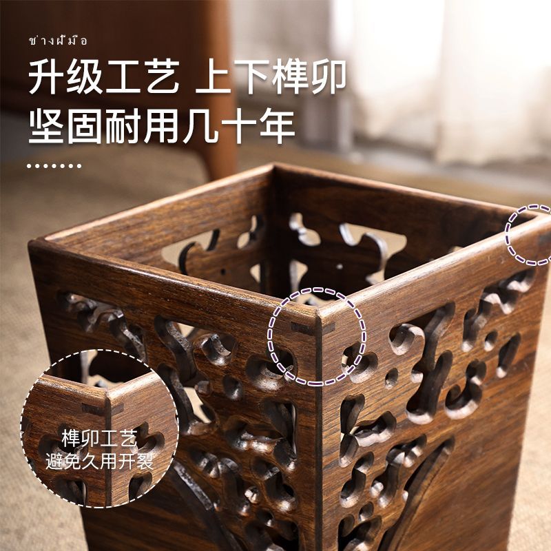 泰国复古创意木质垃圾桶
