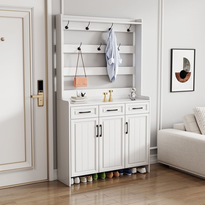 鞋柜家用门口2023新款爆款大容量衣帽架玄关柜一体入户门靠墙鞋架