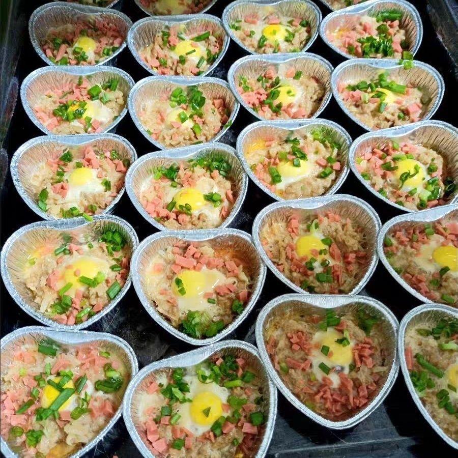 心形锡纸盒烤鸡蛋商用爱