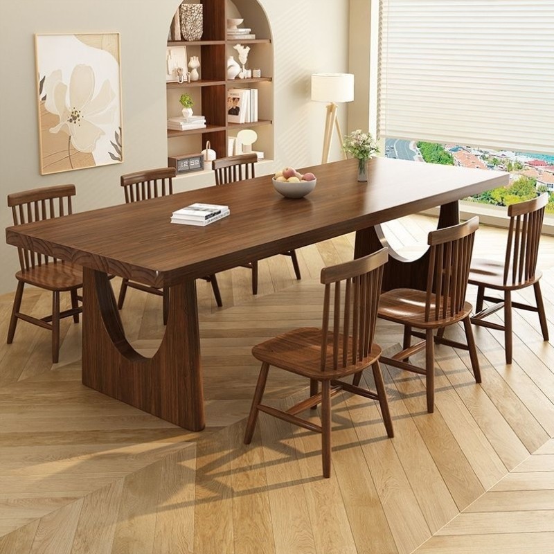 简约现代实木餐桌小户型家用长方形吃饭桌餐厅客厅大长书桌工作台