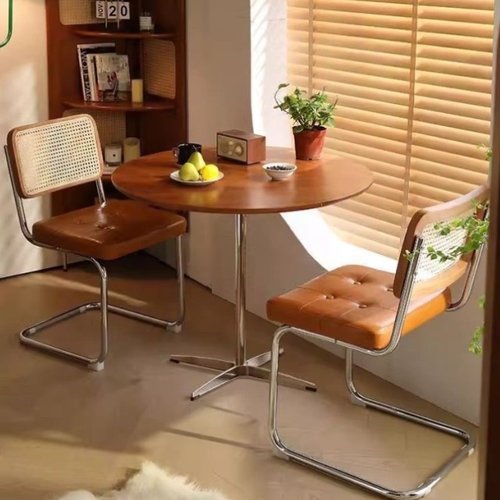 中古风餐桌洽谈桌子圆桌小户型复古茶几阳台边几家用简约办公桌子