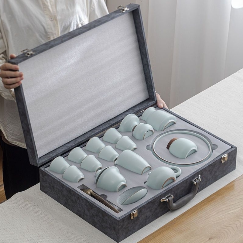 汝窑青瓷整套茶具家用陶瓷功夫茶具盖碗西施壶茶杯简约办公泡茶