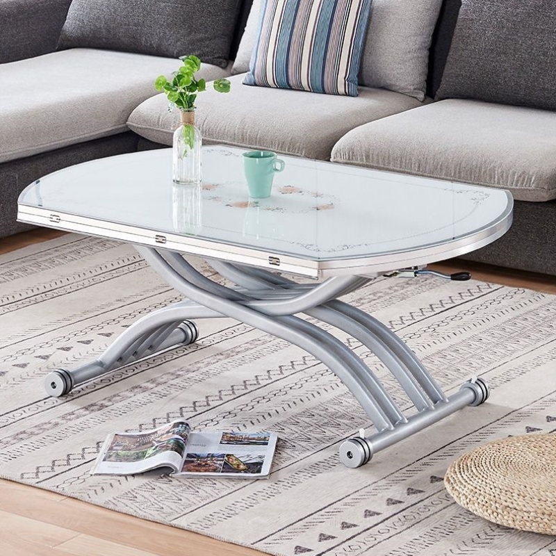 实木升降茶几秒变餐桌多功能桌子两用折叠移动岩板简约小户型伸缩