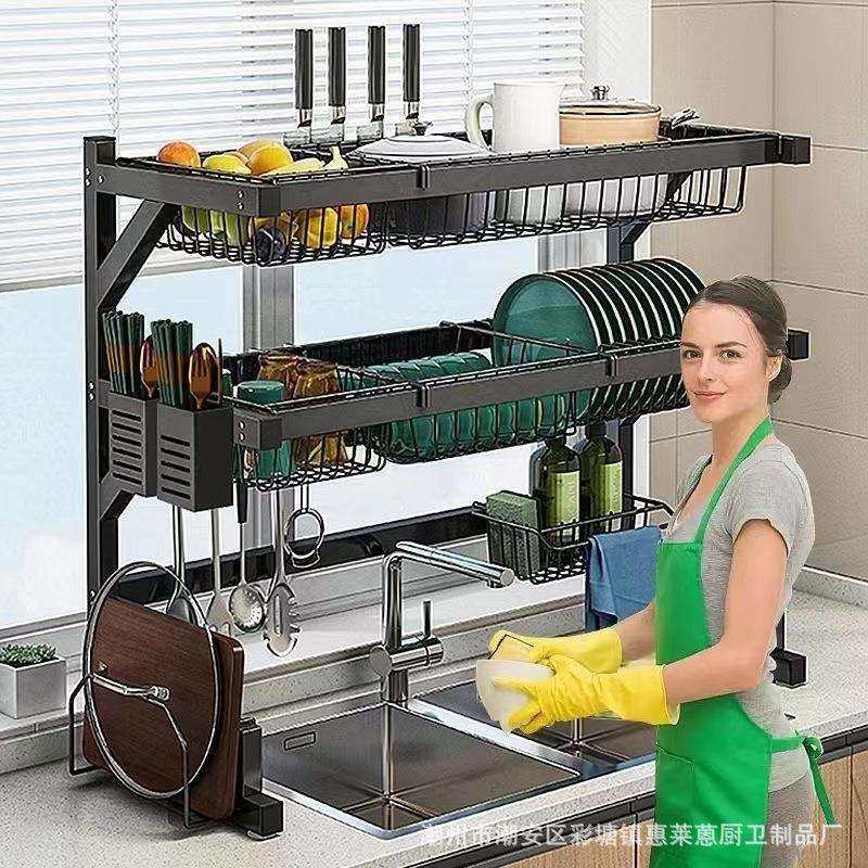 厨房水槽置物架台面水池上放碗碟架双层沥水架洗碗池碗盘碟筷收纳