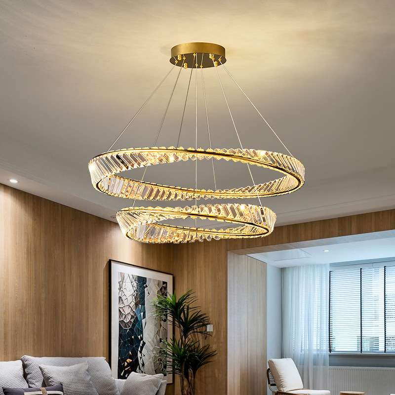 后现代轻奢水晶客厅吊灯设计师款环形多层大厅灯卧室餐厅简约灯具