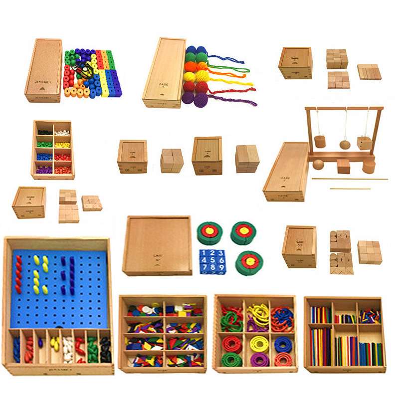 专业版福禄贝尔教具GABE恩物14件15件套全套福氏早教木制益智玩具