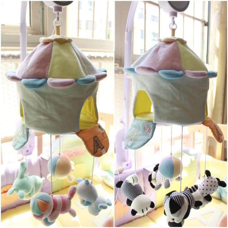 春夏电动床铃婴儿音乐旋转风铃宝宝毛绒床挂0-1岁床头铃初生玩具