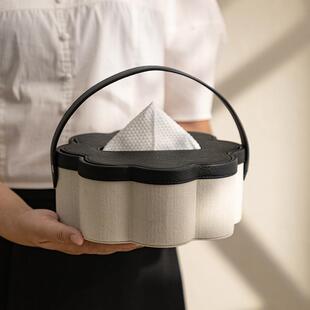 纸巾盒轻奢高级感客厅创意花瓣抽纸盒茶几家用简约高级商用纸抽盒