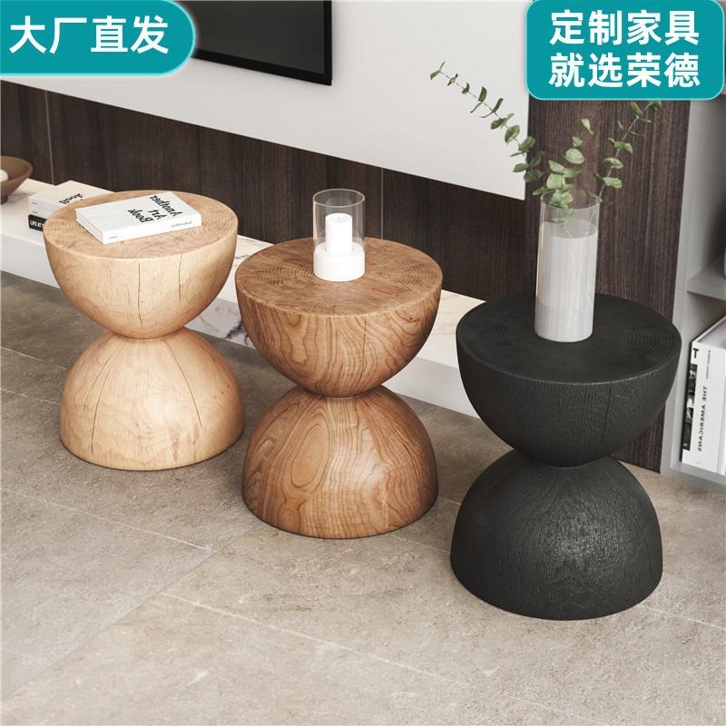 原木碳化茶几木墩花架民宿根雕底座实木凳子盆景架沙发旁边几摆件