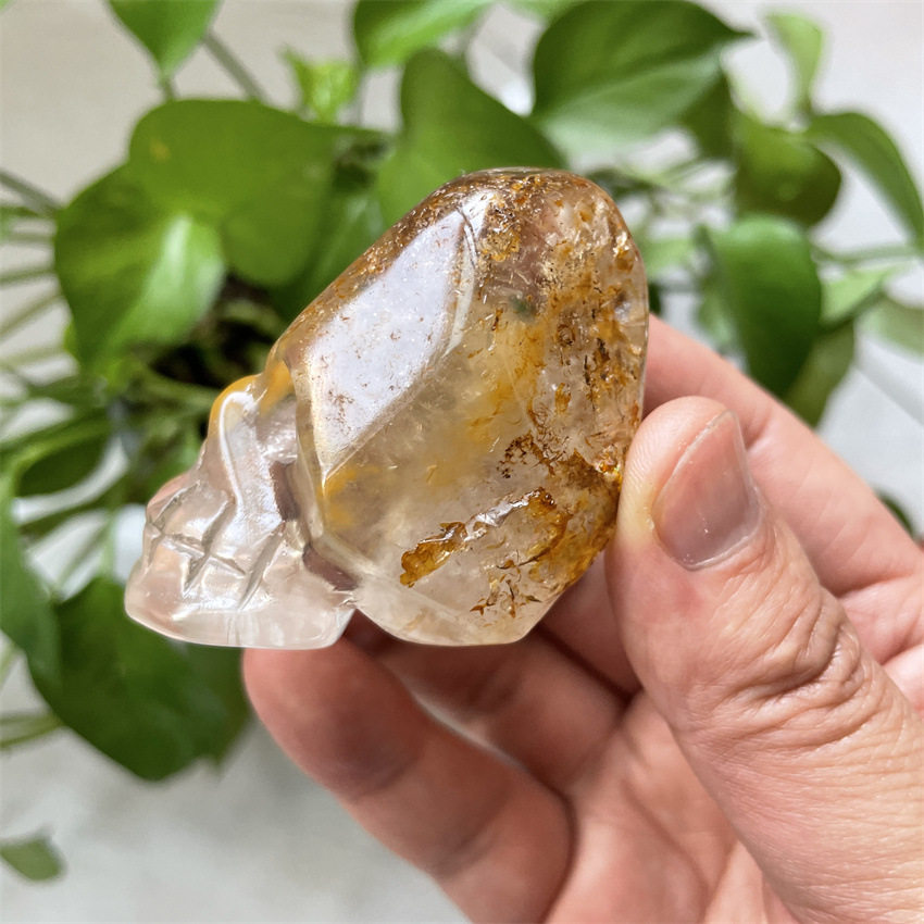 纯手工雕刻喜玛拉雅骸骨水晶摆件