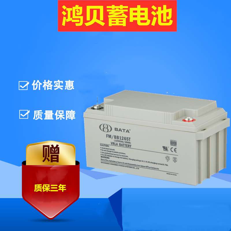 鸿贝蓄电池FM/BB1265T 12V65AH 铅酸免维护 太阳能UPS 用储能电瓶