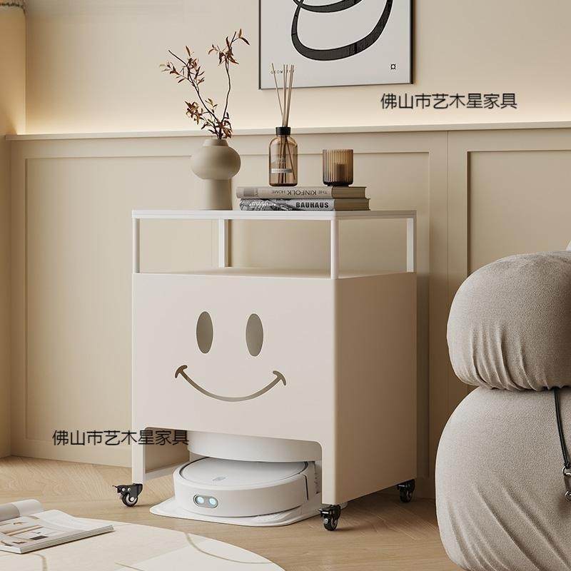 扫地机上方置物架带轮子扫地机器人基站遮挡柜隐藏收纳柜沙发边柜