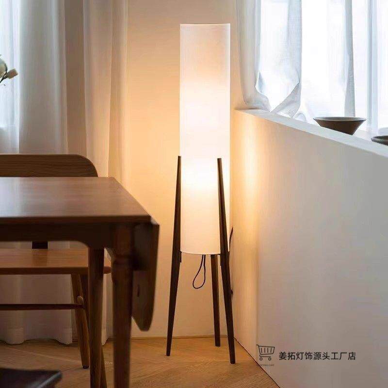 落地灯北欧复古胡桃木色客厅沙发灯实木个性艺术卧室床头装饰台灯