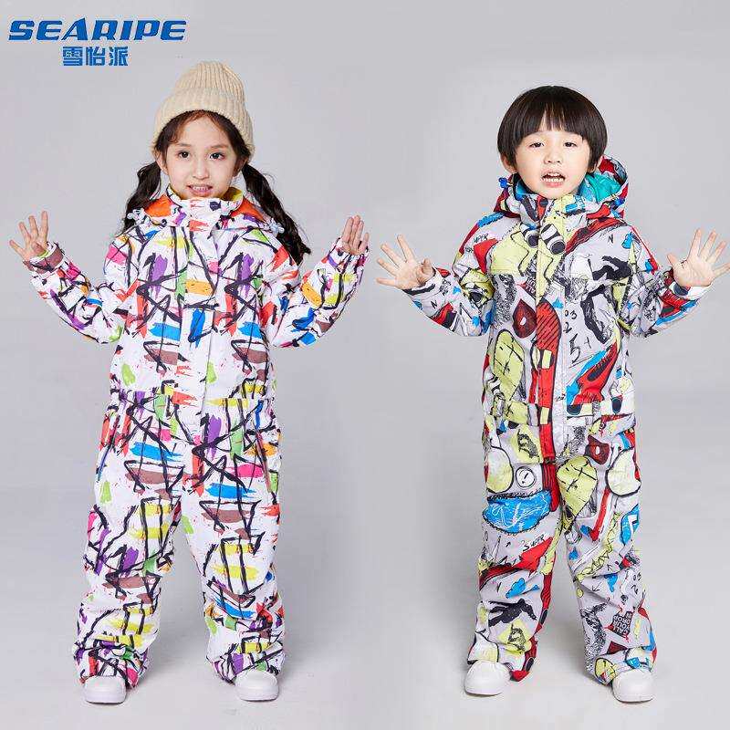 宝宝儿童滑雪服套装男童连体女童防水防风保暖滑雪衣裤户外装备