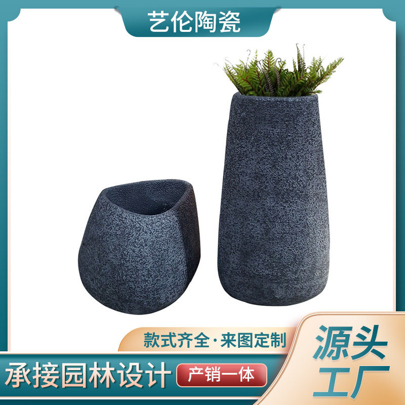 简约玻璃钢假草落地大花瓶