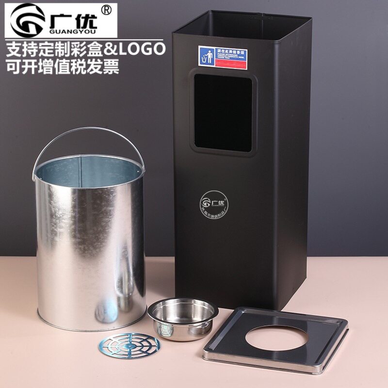 厂家批发不锈钢方形座地垃圾桶 欧式果皮桶 烟灰桶 酒店垃圾桶
