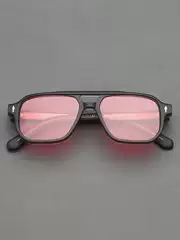 Moscot Lemtosh Sunglasses for Men, Frosted Transparent Gray Thick Frame Glasses, Large Face Pink Aviator Sunglasses for Women