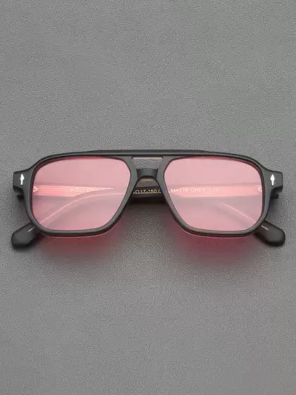 Moscot Lemtosh Sunglasses for Men, Frosted Transparent Gray Thick Frame Glasses, Large Face Pink Aviator Sunglasses for Women