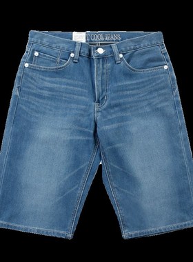 第五街夏季轻凉薄款舒适男微弹中腰休闲直筒牛仔短裤105001-192M0