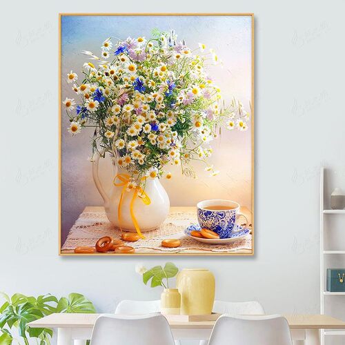 小雏菊十字绣2025新款线绣客厅餐厅花卉小幅清新画自己绣手工小件