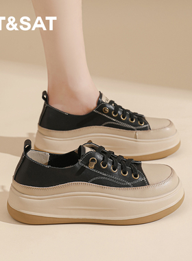 星期六黑色通勤复古百搭休闲板鞋2026春季新款轻便舒适真皮休闲鞋
