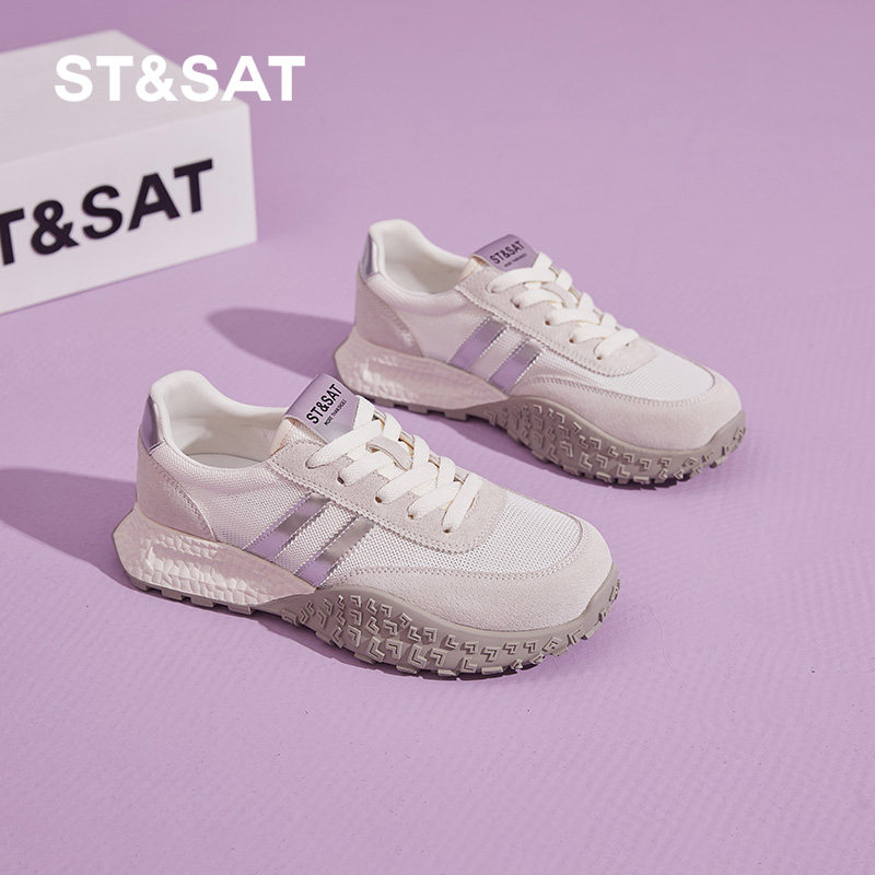 星期六百搭德训鞋女2026夏季新款网面透气运动鞋软底不累脚阿甘鞋