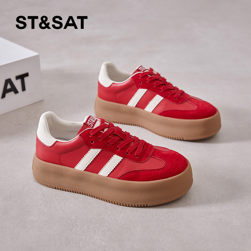 星期六德训鞋潮流厚底红色4.5CM