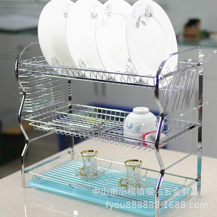 厨房碗碟碗盘收纳架盘子沥水碗架装碗筷收纳箱放碗餐具三层沥水架
