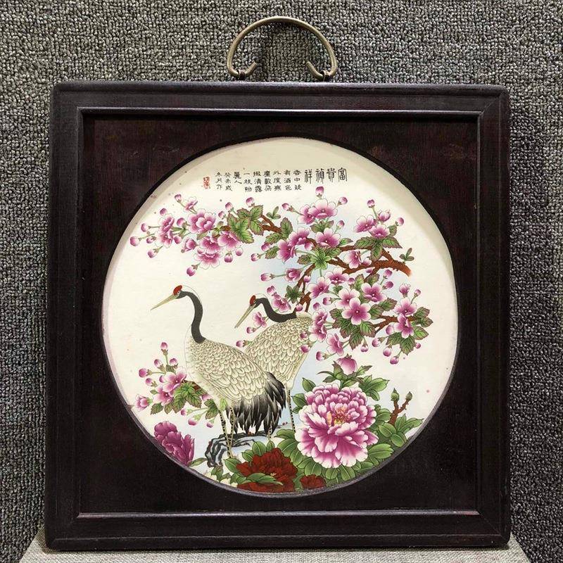 古玩古董景德镇陶瓷工艺品手工花鸟古典彩绘富贵吉祥回流瓷板画
