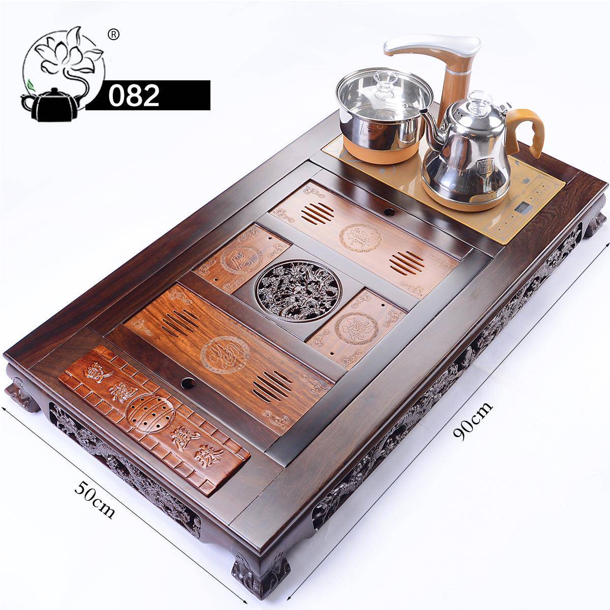 082茶具实木茶盘套装花梨木四合一排水茶台黑檀木茶托工厂