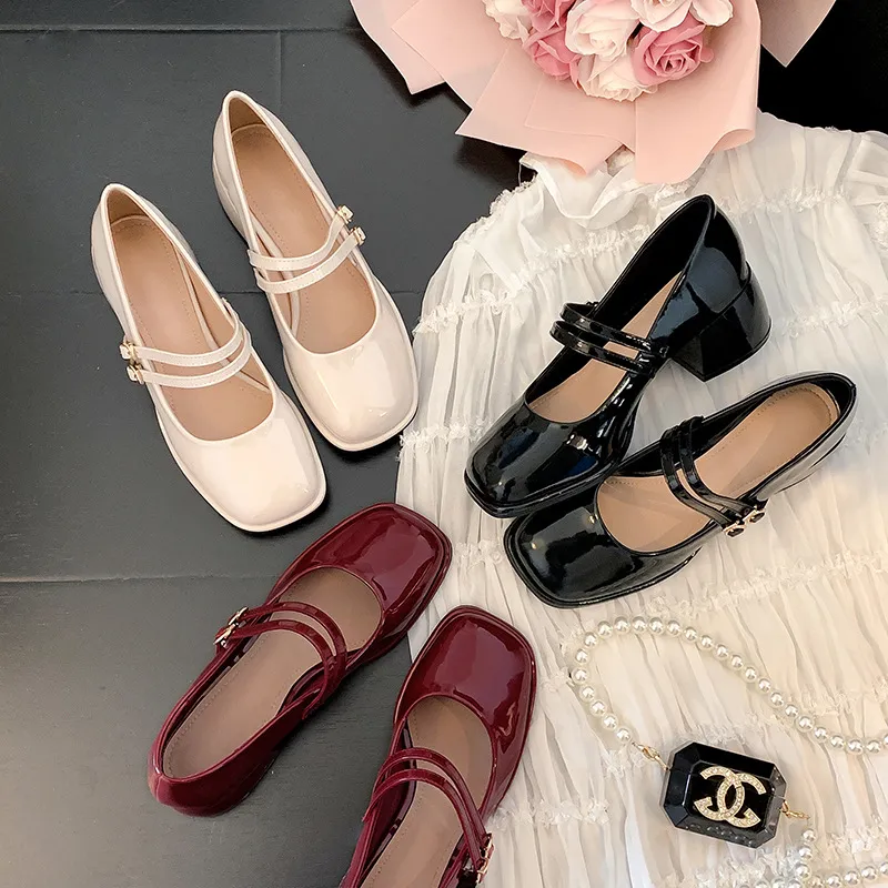 法式玛丽珍单鞋女复古一字带仙女风高跟鞋女大码,女鞋,时尚芭蕾鞋,淘宝优惠券,粉丝福利购,淘宝优惠卷