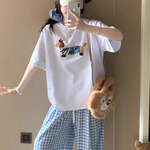 少女感多巴胺2025新款蓝色山本格子裤女春季宽松直筒垂感阔腿TT