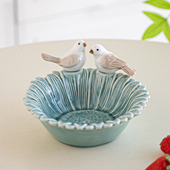 中式 复古小鸟果盘点心茶点盘子客厅家用陶瓷水果盘供盘收纳盘大号