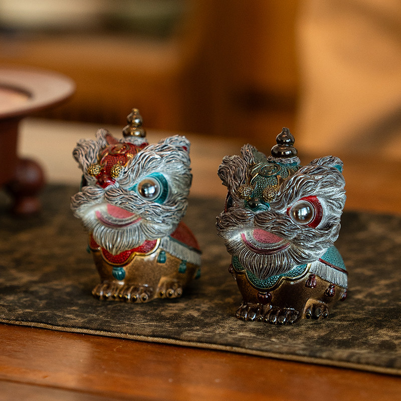 中式创意国潮珐琅醒狮树脂茶宠摆件茶桌变色装饰摆件茶空间可养,餐饮具,茶宠摆件,淘宝优惠券,粉丝福利购,淘宝优惠卷