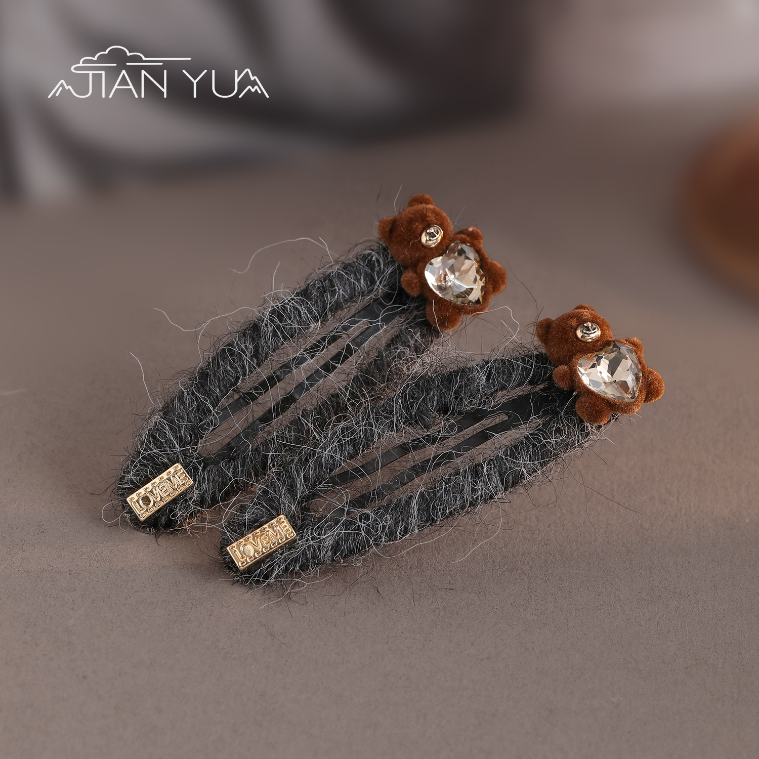 可爱小熊毛绒边夹时尚甜美刘海夹