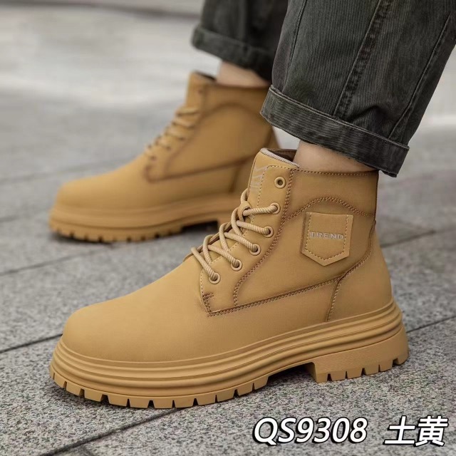 积梵嘉男鞋厚底休闲皮靴短筒马丁靴25冬新款男鞋保暖时尚韩版潮鞋