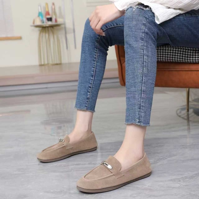 悦女鞋26春新款复古英伦风反绒皮乐福鞋女金属扣一脚蹬平底豆豆鞋,女鞋,乐福鞋（豆豆鞋）,淘宝优惠券,粉丝福利购,淘宝优惠卷