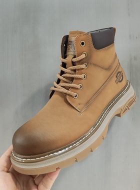 24秋冬潮牌真皮马丁靴男士高帮鞋英伦风休闲男款工装靴牛皮大黄靴