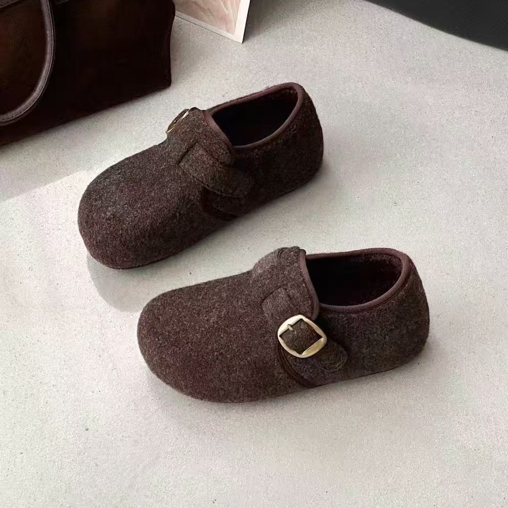 第一佳人女鞋25冬毛绒勃肯鞋圆头魔术贴保暖舒适百搭勃肯棉鞋加厚