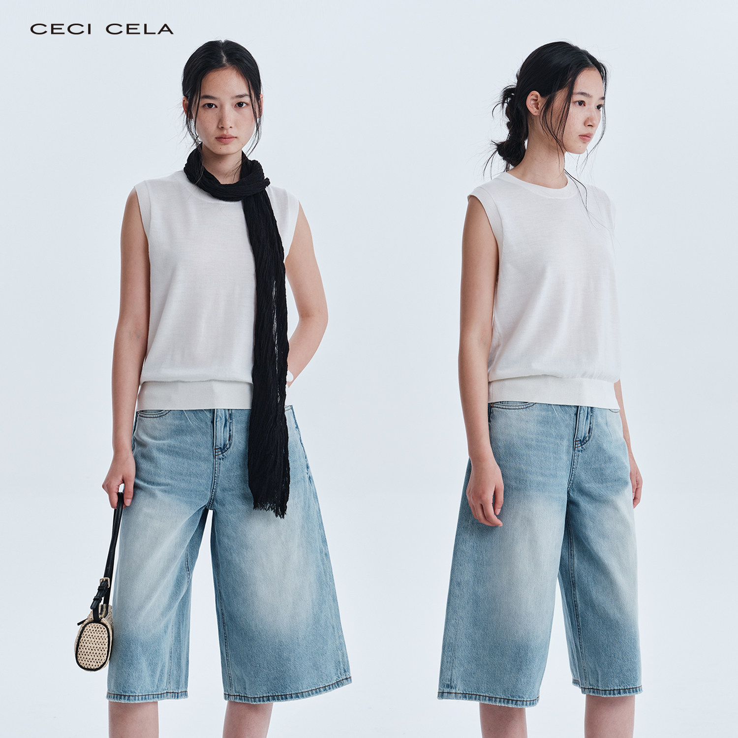 CECICELA精纺羊毛无袖背心纯色圆领休闲风柔软舒适设计感极简女装